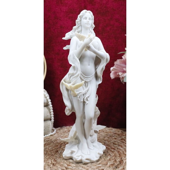 Nude Aphrodite With Doves Figurine Greek Goddess Of Beauty And Sex Venus 11.5"H