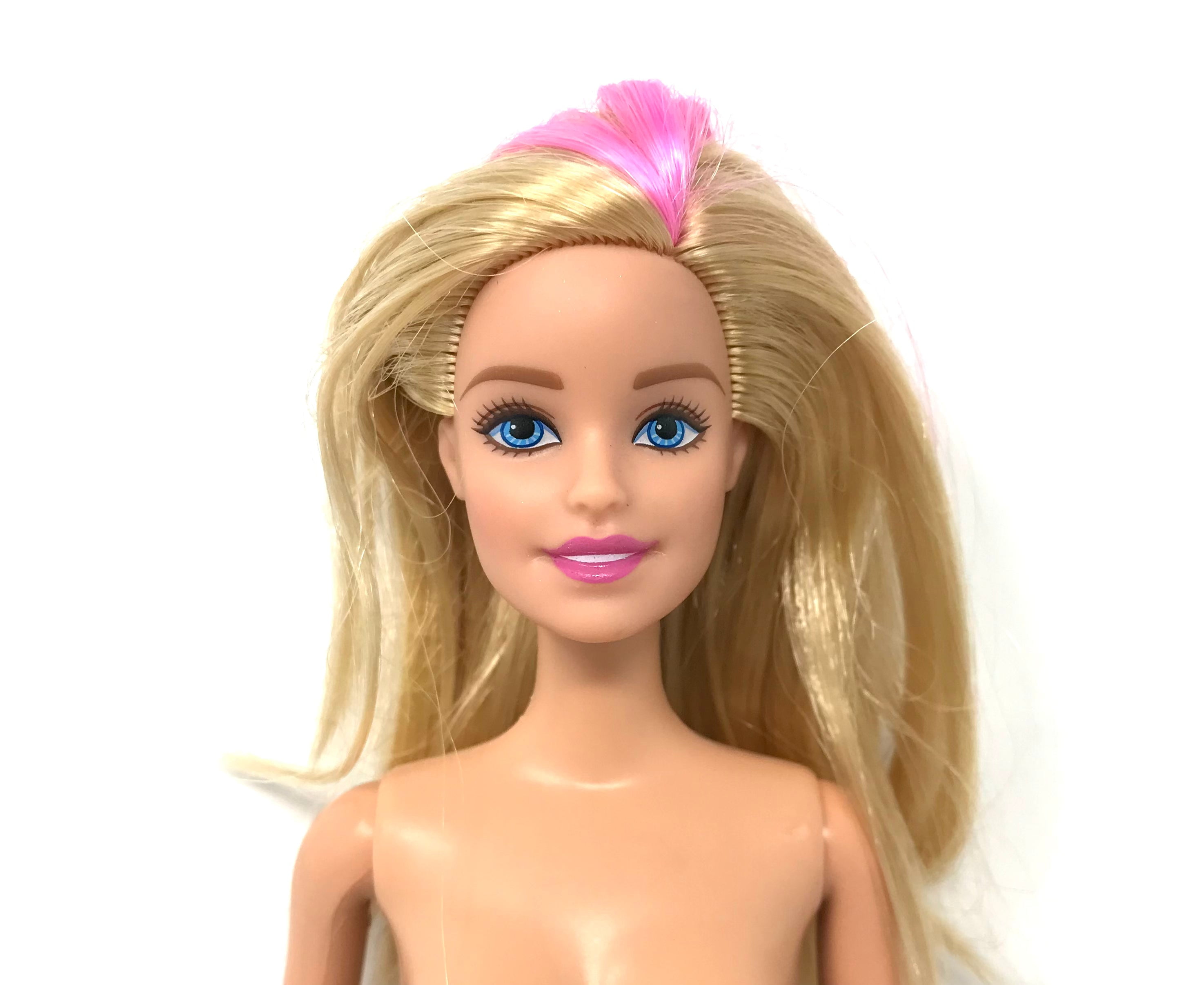 Nude Barbie Doll Blue Eyes Pink Lips Blond Hair With Pink Highlight #234 - Walmart