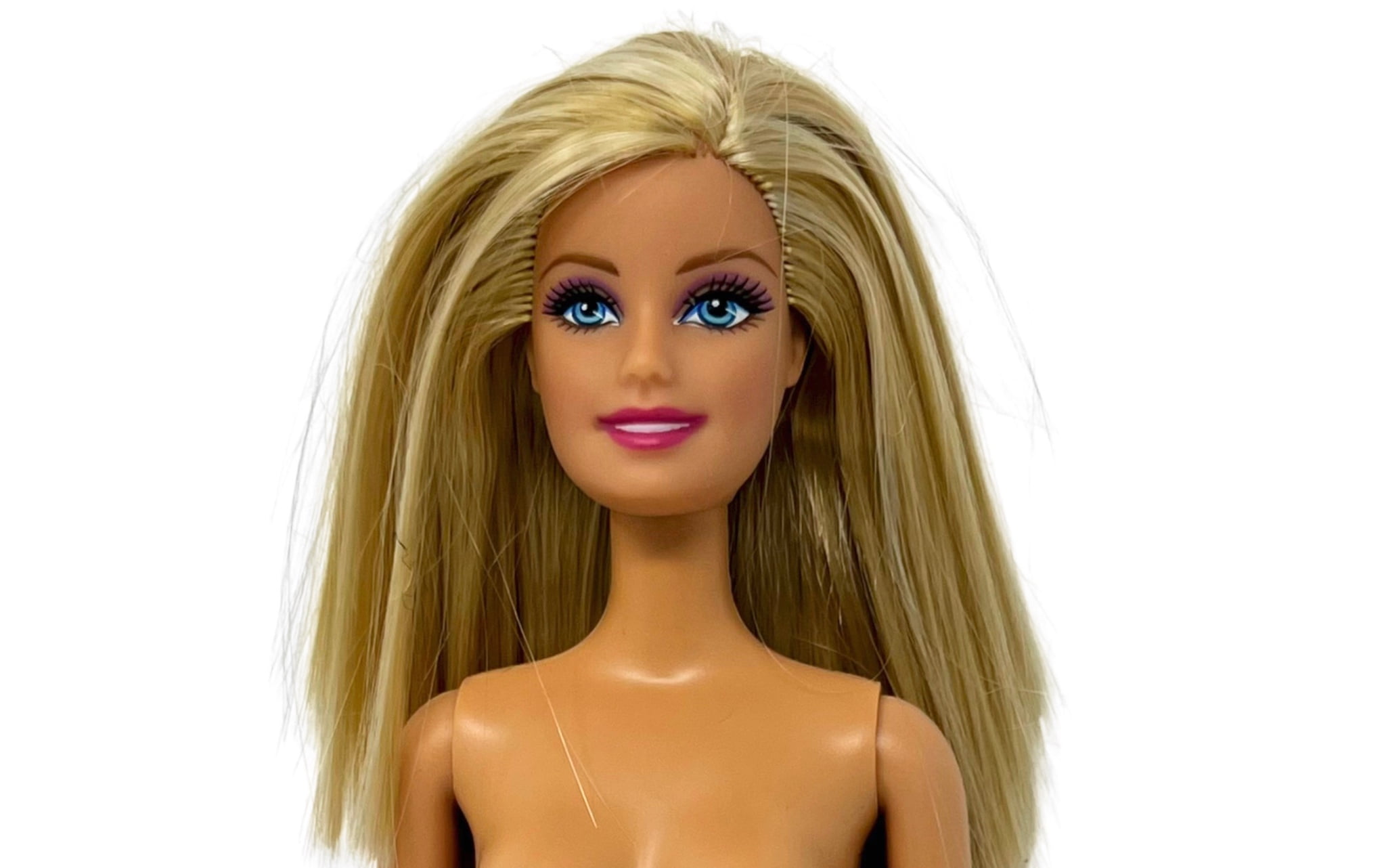 Nude Barbie Doll Light Borwn Highlights Blue Eyes Pink Lips Belly Button i3c1