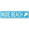 thumbnail image 1 of Nude Beach Coastal Theme Street Sign 16" x 4" Funny Tin Sign Shore Pool Deck Tiki Home Decor, 1 of 4