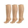 thumbnail image 1 of Nude Beige All Cotton 3 Pack Extra Heavy Slouch Socks Made In USA, 1 of 2