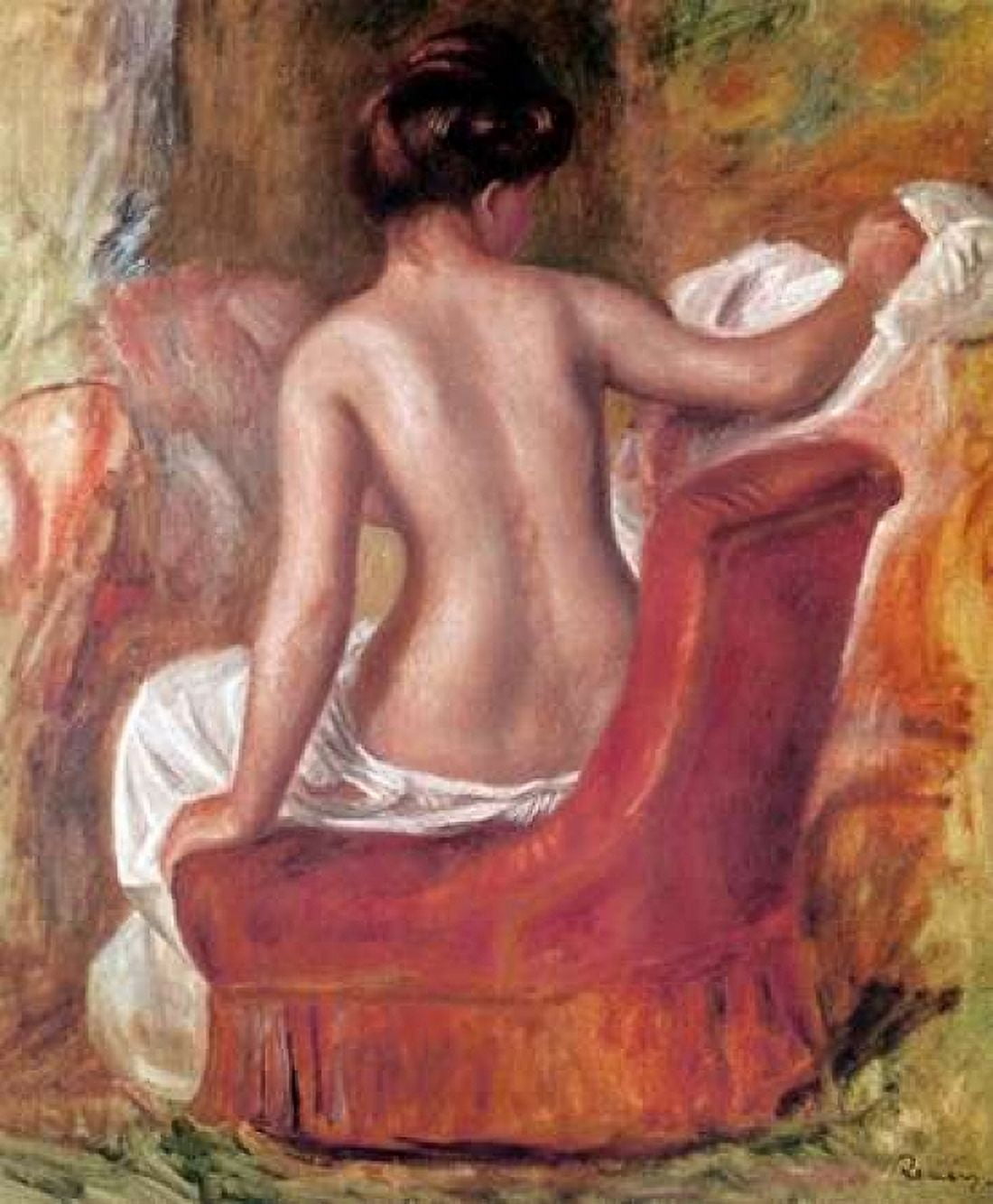 Nude In Chair Canvas Art - Pierre-Auguste Renoir (20 x 24)