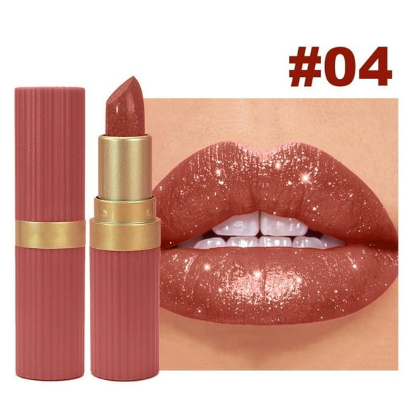 Nude Metallic Lipstick for Women, Lightweight Shimmer Frosted Lipstick, Glitter Lip Gloss Stain Long Lasting Waterproof Smudge Proof 24 Hour Full Coverage Lip Makeup,Vegan