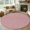 thumbnail image 1 of Nude Pink 5ft Round Rug, Farmhouse Burlap Solid Pink Color Modern Linen Texture Non-Skid Rubber Backing Large Area Rugs - Living Room Bedroom Home Office, Indoor Floor Mat Carpets Washable Rug, 1 of 9