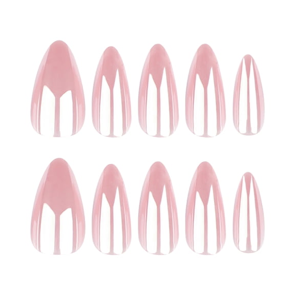 Nude Pink Press on Nails, Medium Pointed Almond Glossy False Nails for Daily Wear, 24 Count