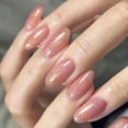 thumbnail image 1 of Nude Press on Nails Short Oval Fake Nails Bling False Nails Full Cover Artificial Finger Manicure for Women and Girls 24PCS Nude Glitter A01 1 Count (Pack of 1), 1 of 4