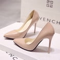thumbnail image 1 of Nude Pumps for Women High Heel Shoes Female Fashion Patent Leather Sexy Pointed Toe Thin Heel Wedding Shoes Plus Size (Apricot 10cm,35), 1 of 6