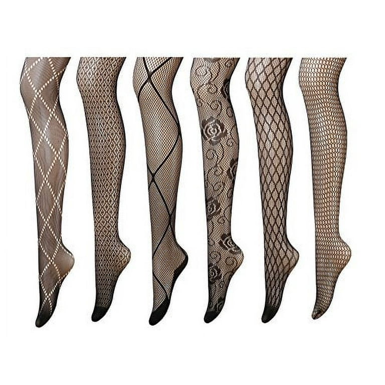 Nude Rhinestone Fishnet Tights Nylon Stockings Pattern Tights Pantyhose  Plus Size For Women 6 Pack Fits Height 5' to 5'10 Fits Weight 100 to  180lbs. 