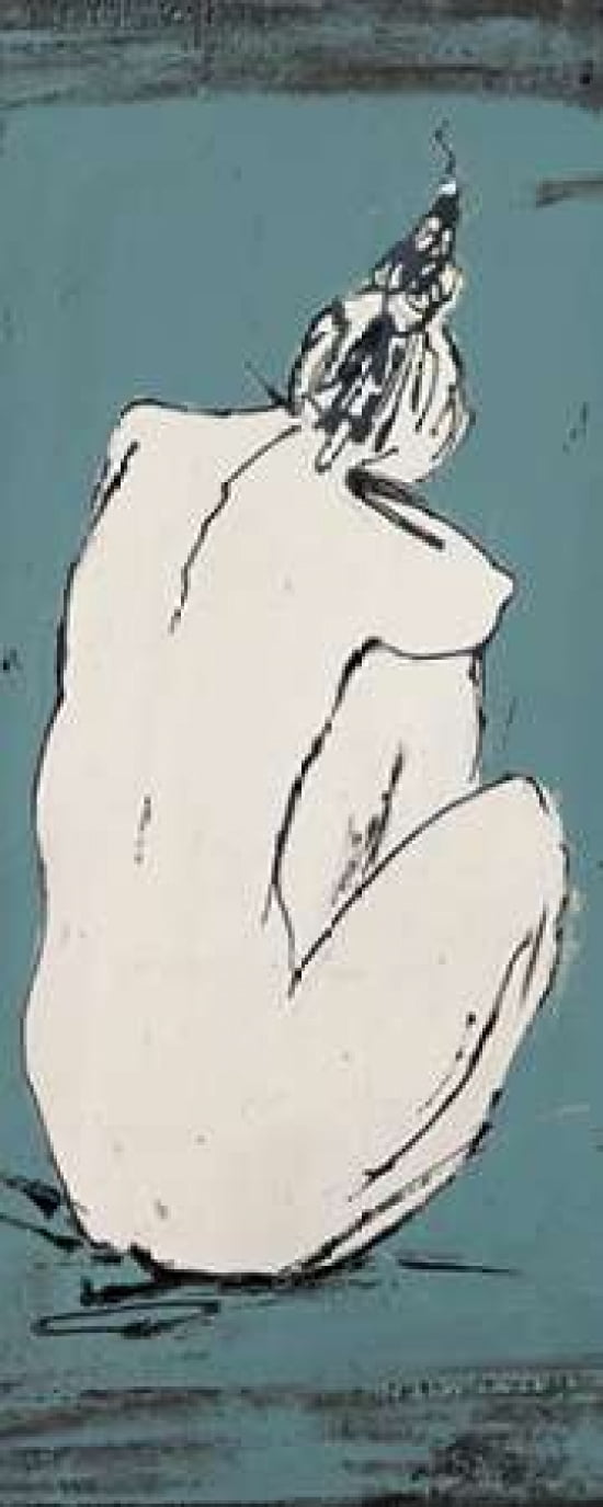 Nude Sketch on Blue I Canvas Art - Patricia Pinto (24 x 48)