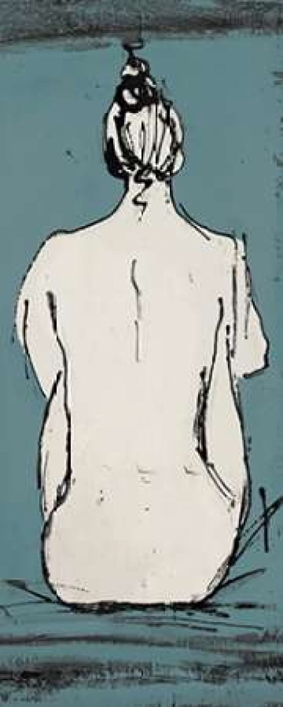 Nude Sketch on Blue II Canvas Art - Patricia Pinto (10 x 20)