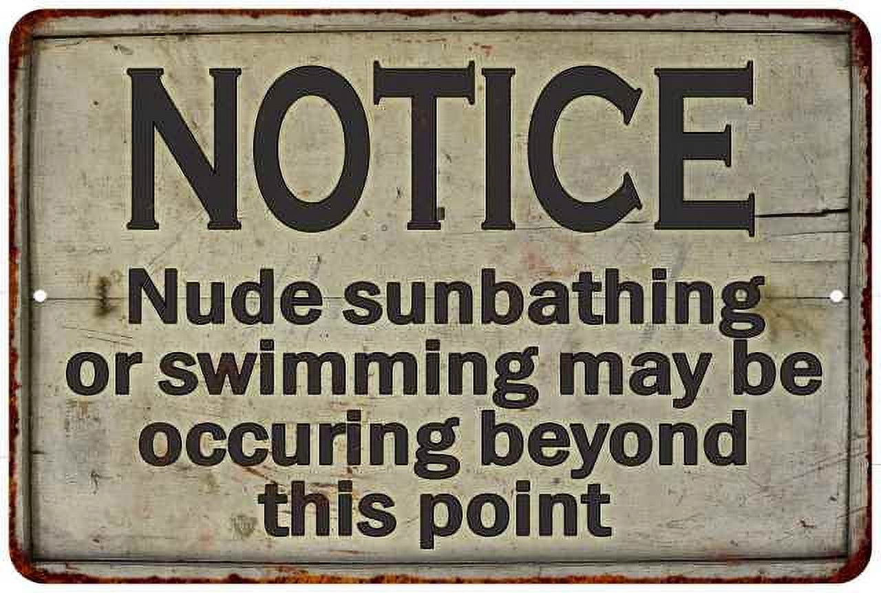 Nude Sunbathing Notice Vintage Look Chic 12 x 18 Matte Finish Metal  112180020026 - Walmart.com