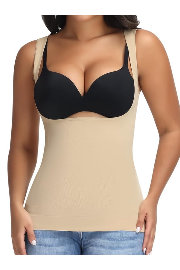 Nude Underbust Shapewear Camisole with Push-Up Bra and Tummy Control