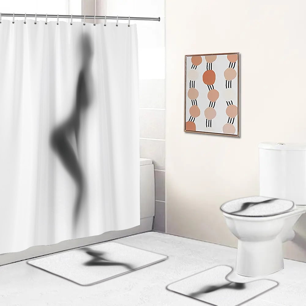 Nude Women Shadow Shower Curtain With Hook hot Sexy Girl Bathroom Set  Non-slip Carpet Toilet Cover Pad Bath Mat for Home Decor - Walmart.com