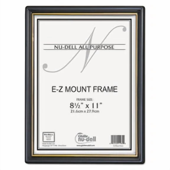 Nudell Ez Mount Document Frame With Trim Accent Plastic 8-1/2 X 11 Black/Gold