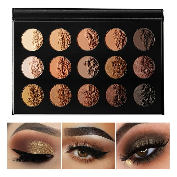 Nudes Gold Eyeshadow Palette Neutral Nake, DE'LANCI Brown Dark Eye Shadow Pallet, Makeup for Hazel Eyes, Depth and Naked Smoky Look, Warm Earth Colors Matte and Shimmer Pigment, Sunset