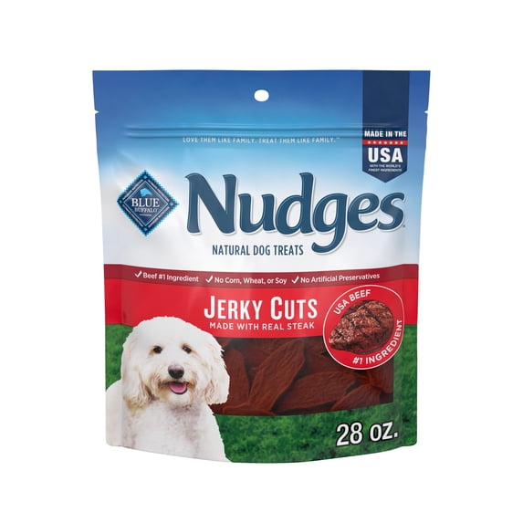 Blue Buffalo Nudges Jerky Cuts, Natural Dog Treats, Steak Jerky, 28oz Bag