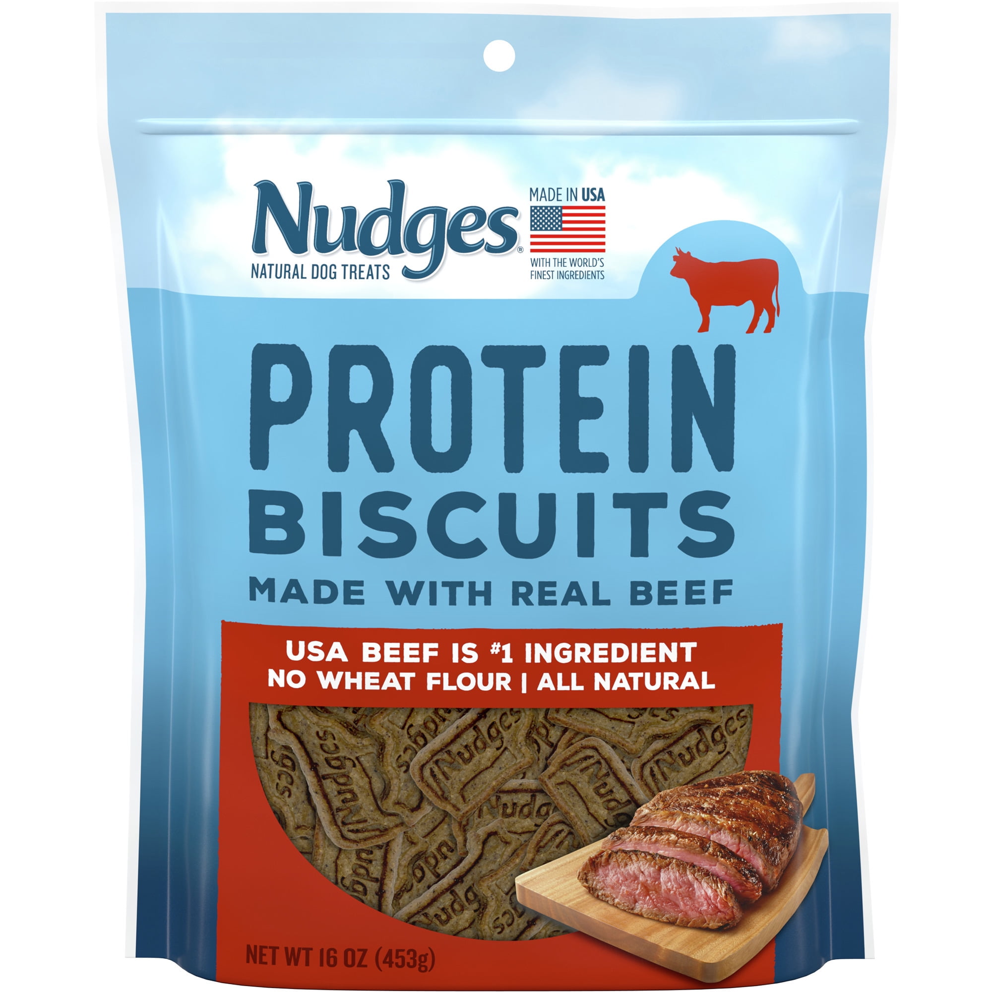 Nudges® Natural Dog Treats Protein Biscuits Made with Real Beef, 16 oz