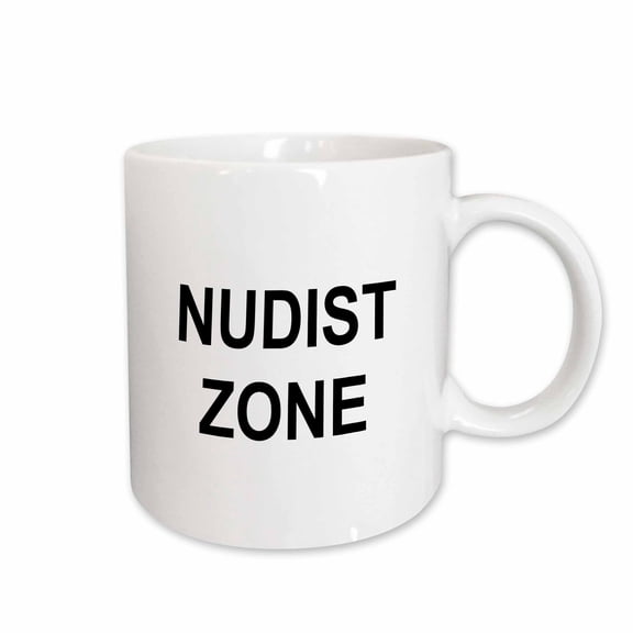 3drose, Nudist Zone - Funny Bathroom Humor - Get Naked Nude Bathing Area, 11oz Mug