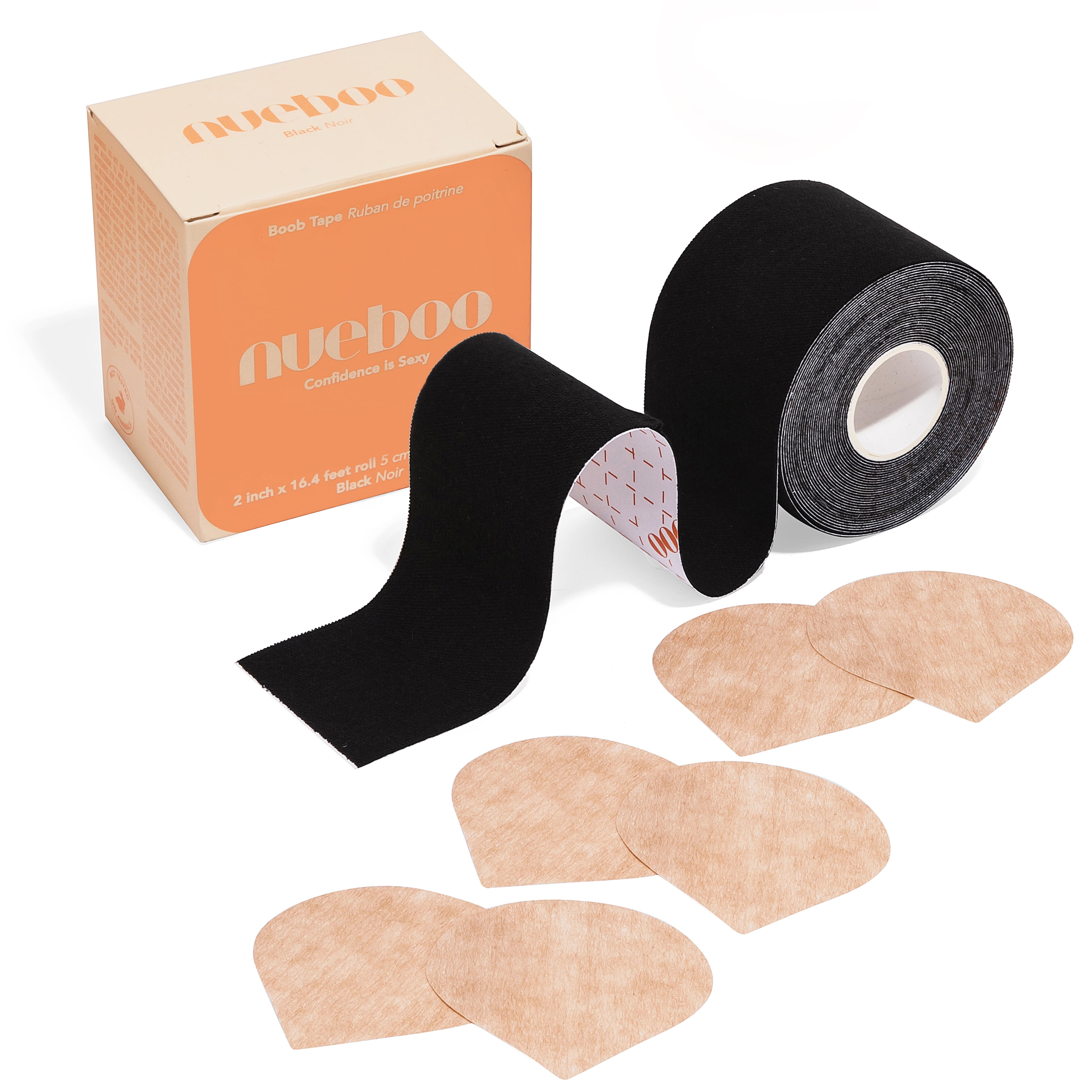 Nueboo Boob Tape + Nipple Covers, Breast Lift Tape- Instant Boob Lift &  Control, Body Tape for all Clothing Types, Long-lasting Waterproof Bra Tape