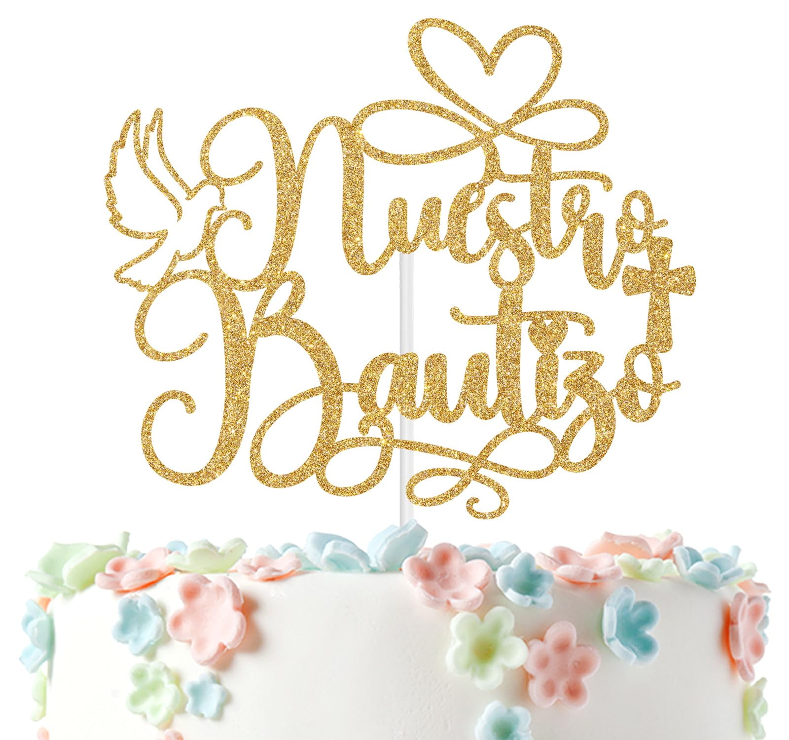"My Baptism" Cake Topper - Gold Glitter First Holy Communion, Christening, Baby Shower Decor