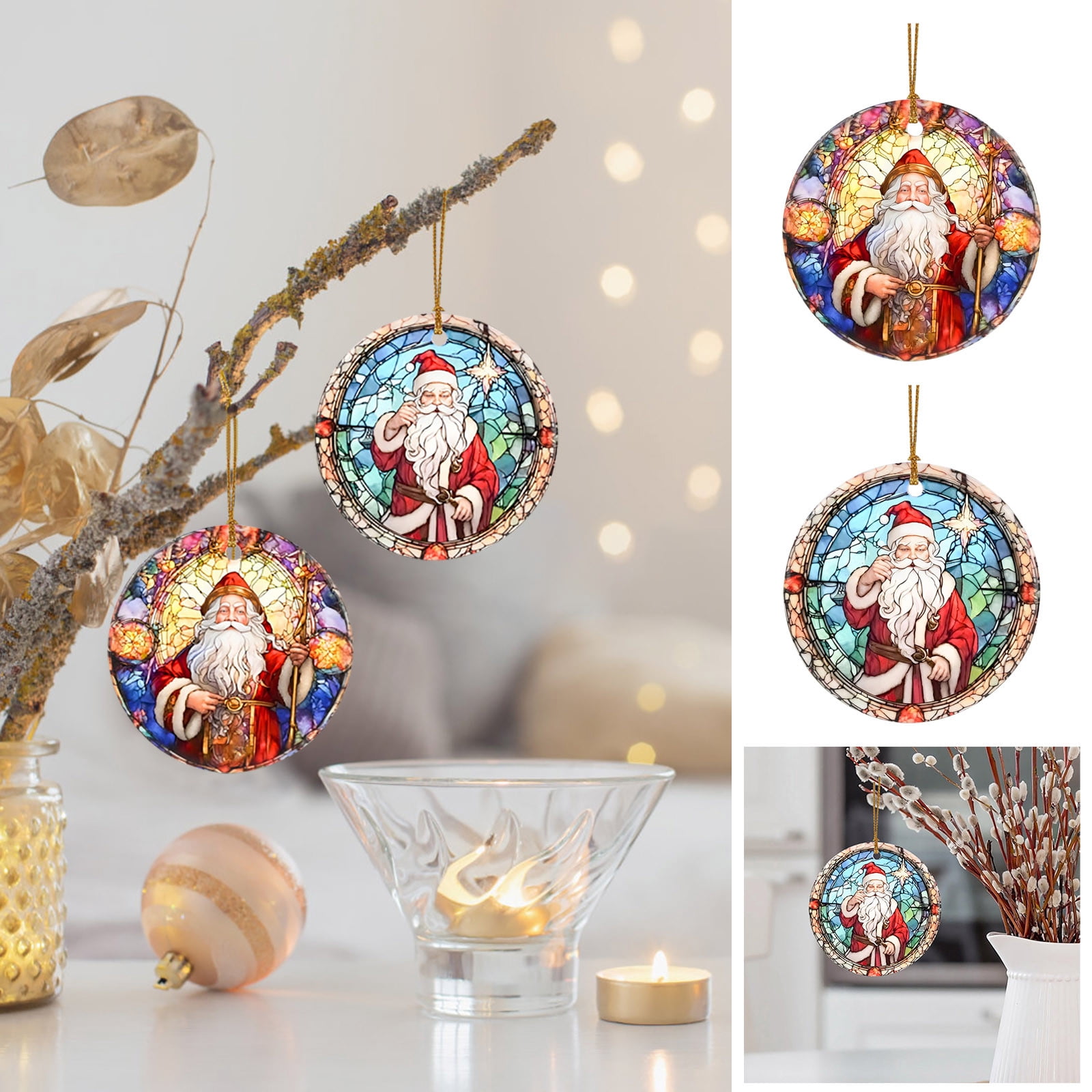Nuevo Colgante decorativo plano de acrílico de Papá Noel, colgante decorativo conmemorativo, ¡Oferta a precio de costo!
