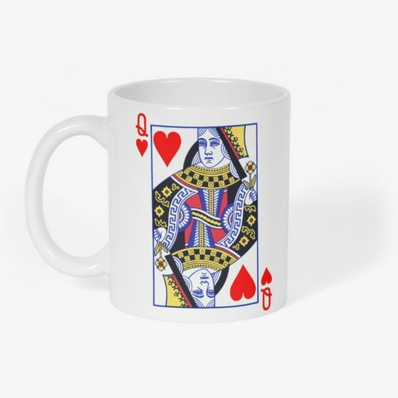 Nufar 11 Oz Ceramic Mug Novelty Coffee Cup - Queen Of Hearts Playing Cards Poker Alice In Wonderland Tea Cup,24ja06mbB22