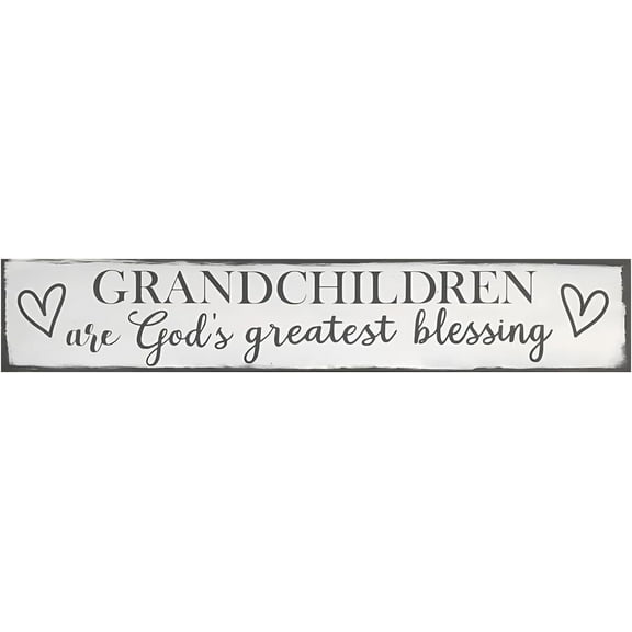 Nufar Vintage Primitive Funny Decor Grandchildren are Gods Greatest Blessing Farmhouse Rustic Wood Sign 4x16 Inch, CQQ-A12