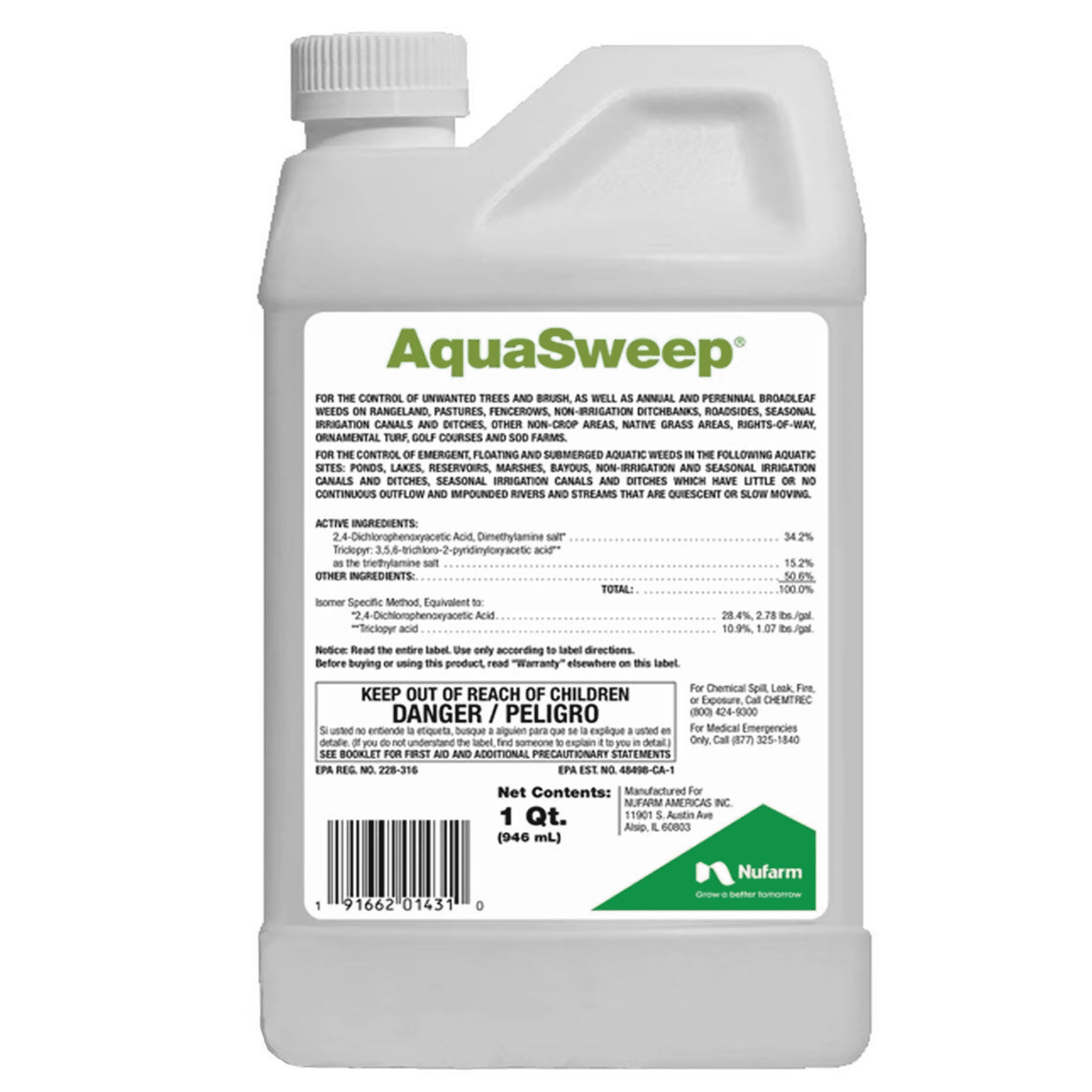 Nufarm AquaSweep Aquatic Herbicide, For Invasive And Noxious Weeds, 1qt ...