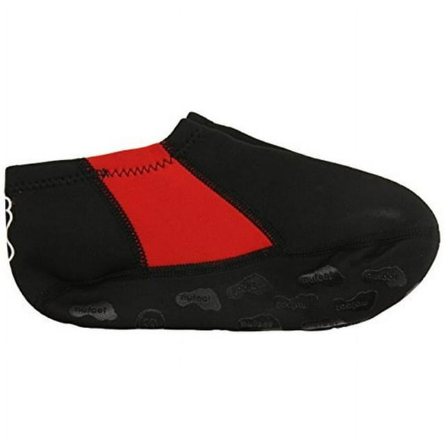 Nufoot 1028 Travel Slipper Booties Black With Red Large Fits Shoe Size 8-11