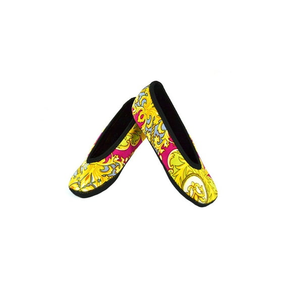 Nufoot Ballet Flats Women's Shoes, Best Foldable & Flexible Flats, Slipper Socks, Travel Slippers & Exercise Shoes, Dance Shoes, Yoga Socks, House Shoes, Indoor Slippers, Pink Baroque, Large