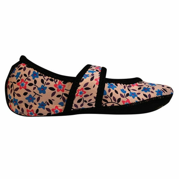 NuFoot Betsy Lou Women's Foldable Flats – Poppies, Large, Indoor Slippers & Travel Shoes
