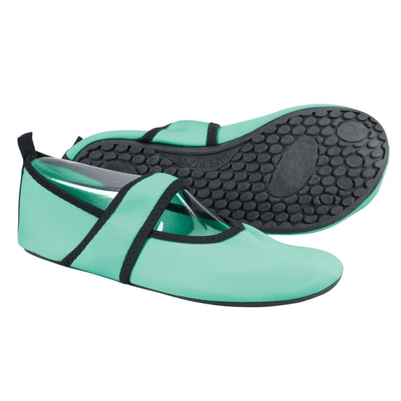 Nufoot Futsole Women's Shoes, Best Soft Flats, Foldable & Flexible Footwear for Sport, Exercise, Yoga or Travel, Dance Shoes, Teal, Large