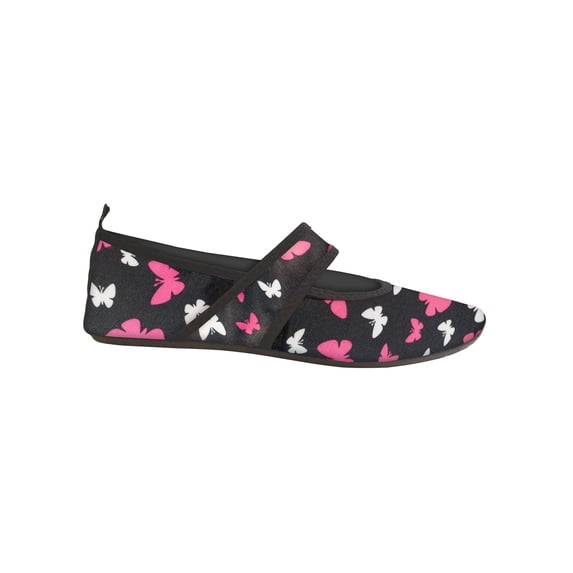 NuFoot Futsoles Women's Soft-Sided Foldable Shoes – Butterfly, Large, Indoor & Outdoor Flats