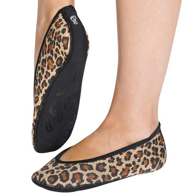 Nufoot Womens Ballet Flat with Non-Slip Soles - Leopard - XL
