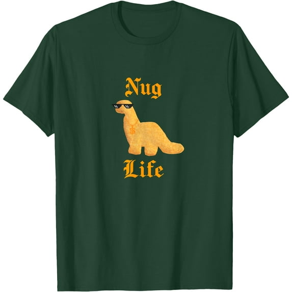 Nug Life Dino Nuggs Chicken Nuggets Dinosaur Softstyle Unisex T-Shirt,Forest Green Color,Size M