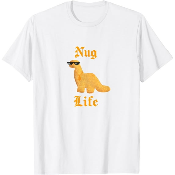 Nug Life Dino Nuggs Dino Chicken Nuggets Dinosaur Nugget Unisex T-Shirt for Men Women Kids Toddler,White Color,Size 5/6