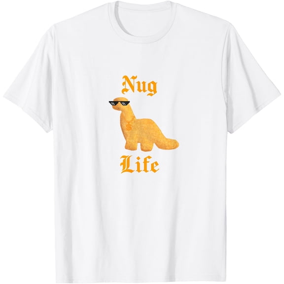 Nug Life Dino Nuggs Dino Chicken Nuggets Dinosaur Nugget Unisex T-Shirt for Men Women Kids Toddler,White Color,Size YL