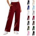 thumbnail image 1 of Nugftut Baggy Wide Leg Sweatpants for Women Lightweight Elastic Waistband Lounge Pants with Pockets S-3XL, 1 of 6