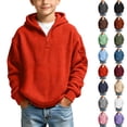 thumbnail image 1 of Nugftut Boys Hoodies Size 5 Years Quarter Zip Waffle Knit Kids Long Sleeve Hooded Sweatshirts Casual Daily Hoodies, 1 of 7