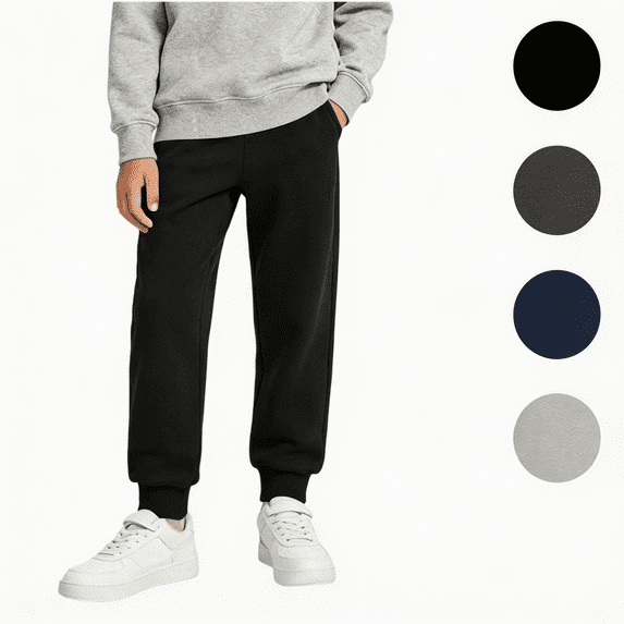 Nugftut Boys Jogger Pants Size 7-8 Elastic Waist Cuffed Ankle Basic Casual Jogger Pants with Pockets School Gym Daily Play