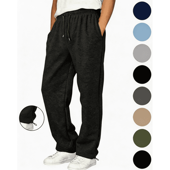 Nugftut Boys Sweatpants Loose Fit Elastic Waist Straight Leg Athletic Pants with Pockets Size 14-15