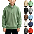 thumbnail image 1 of Nugftut Boys Sweatshirts Waffle Knit Quarter Zip Fashion Long Sleeve Pullover Sweatshirts Size 13, 1 of 8