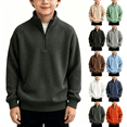 thumbnail image 1 of Nugftut Boys Sweatshirts Waffle Knit Quarter Zip Fashion Long Sleeve Pullover Sweatshirts Size 3, 1 of 8