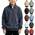 thumbnail image 1 of Nugftut Boys Sweatshirts Waffle Knit Quarter Zip Fashion Long Sleeve Pullover Sweatshirts Size 7, 1 of 8