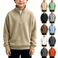 thumbnail image 1 of Nugftut Boys Sweatshirts Waffle Knit Quarter Zip Fashion Long Sleeve Pullover Sweatshirts Size 7, 1 of 8