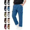 thumbnail image 1 of Nugftut Cargo Pants for Boys, Multi‑Pockets Elastic Waist Casual Outdoor School Pants for Boys,Blue,Sizes 5-6, 1 of 8