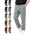 thumbnail image 1 of Nugftut Cargo Pants for Boys, Multi‑Pockets Elastic Waist Casual Outdoor School Pants for Boys,Gray,Sizes 15-16, 1 of 8
