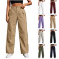 thumbnail image 1 of Nugftut Cargo Pants for Women High Waist Wide Leg Loose Casual Trouser with Pockets, 1 of 7