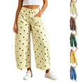 thumbnail image 1 of Nugftut Dots Wide Leg Jeans for Women High Waist Jeans Loose Pockets Trousers, 1 of 8