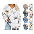 thumbnail image 1 of Nugftut Plus Size Tops for Women Long Sleeve Floral Graphic V Neck Blouses Casual Loose Fit Shirts, 1 of 7